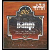 GHS Strings PF145 5-String Banjo Strings, Stainless Steel, Medium Light (.010-.022)