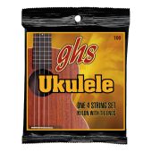GHS Strings 100 Set, Baritone Ukulele Strings, Black Nylon & Phosphor Bronze