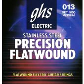 GHS Strings 1000 Precision Flats™, Stainless Steel Flat Wound Electric Guitar Strings, Medium (.013-.054)