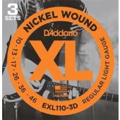 D'Addario EXL110-3D Nickel Wound Electric Guitar Strings, Light Gauge 3 SETS