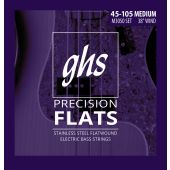 GHS Strings M3050 4-String Precision Flatwound(TM), Stainless Steel Flat Wound Bass Strings, Long Scale Plus (.045-.105)