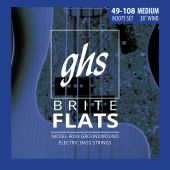 GHS Strings M3075 4-String Brite Flats™, Ground Roundwound Electric Bass Strings, Long Scale Plus, Medium (.049-.108)