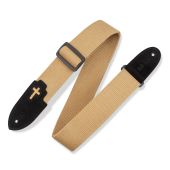 Levy's Leather Tan Cross Cotton Guitar Straps - MC8C-TAN