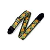 Levy's Guitar Straps MC8JQ-004  Jacquard w/ Cotton Backing Black & Yellow Flowers
