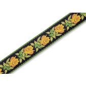 Levy&#039;s Guitar Straps MC8JQ-004  Jacquard w/ Cotton Backing Black &amp; Yellow Flowers