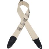 Levy's Guitar Strap MC8LCD-002 Cotton Natural Color With Decorative Black Skulls 