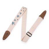 Levy's MC8U-006 Cotton Guitar Strap With Blue Birds Decorative Print & Suede Ends. 