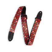 Levy's Guitar Straps MPJR-002 RED, Black & White Skulls 