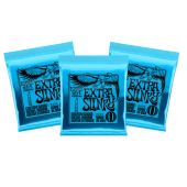 Ernie Ball P02225 Extra Slinky Nickel Wound Guitar Strings 3 Sets Pack Bundle