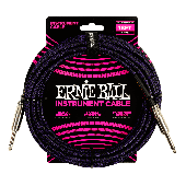 ERNIE BALL BRAIDED INSTRUMENT CABLE STRAIGHT/STRAIGHT 18FT - PURPLE/BLACK P06395