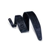Levy's Guitar Straps PM44T01-BLK The "Oak & Acorns: Embossed Leather Black Guitar Strap Series"