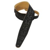 Levy's Guitar Straps PMS44T03-BLK Embossed Suede Leather Black Strap
